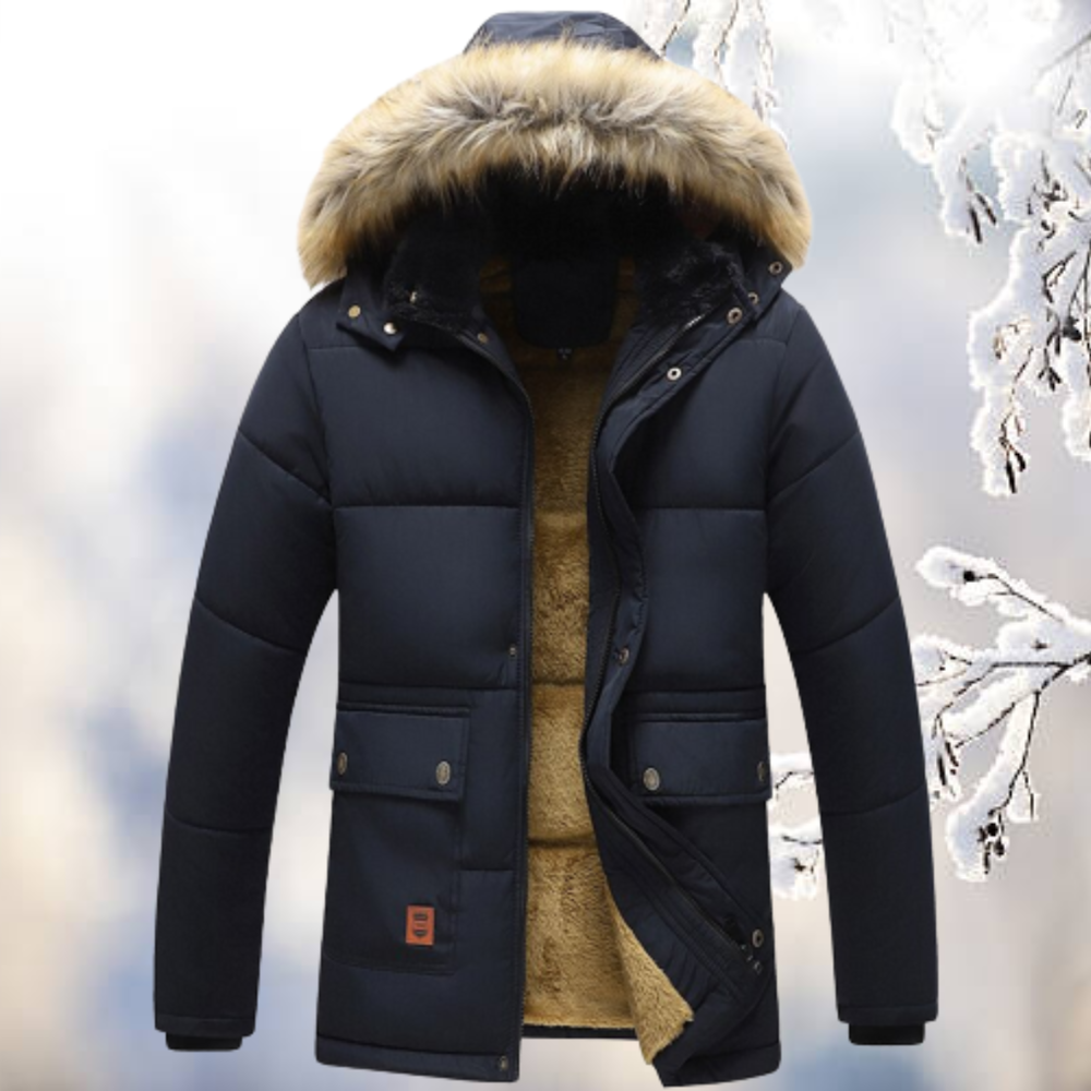 Men's Insulated Winter Parka with Fur Hood - Ultimate Warmth & Protection for Extreme Cold Weather